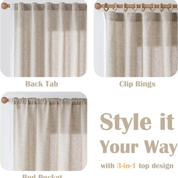 Curtains Gray with Lace Trim - BRAND NEW - Picture 2 of 5